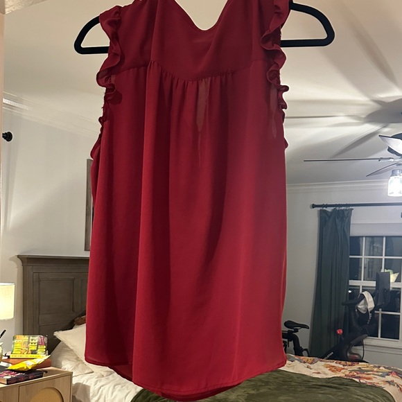 LOFT Deep Rust Ruffled Blouse - Picture 7 of 9